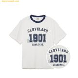  Áo Phông MLB Varsity Number Graphic Overfit Short Sleeve T-Shirt CLE (White) 3ATSV0334-45WHS 