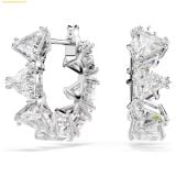  Bông Tai, Khuyên Tai SWAROVSKI Matrix hoop earrings White, Rhodium plated 