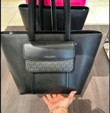  Túi Tote Michael Kors MK Jet Set Large 2-in-1 Pebbled Leather Tote Bag 35S5STVT3L Đen 