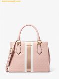  Túi Xách Michael Kors Marilyn Medium Signature Logo Stripe Satchel 35F5G6AS6V Powder Blush 
