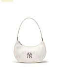  Túi Đeo Vai MLB Classic Monogram Embossed New York Yankees Hobo Bag 3ABQM016N-50CRS Trắng 