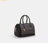  Túi Trống Coach Rowan Satchel Bag In Signature Canvas CV961 Walnut Black 
