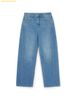  Quần Óng Suông MLB Women's Varsity Vintage Slub Curved Tuck Wide Denim Pants New York Yankees Indigo 