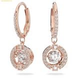  Bông Tai, Khuyên Tai Swarovski Una drop earrings Round cut, White, Rose gold-tone plated 5504753 
