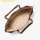  Túi Tote Michael Kors Charlotte Large Logo and Leather Top-Zip Tote Bag 35T0GCFT3B Nâu Logo 