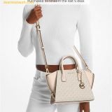  Túi Xách Michael Kors MK Avril Small Top-Zip Satchel 35F1G4VM2B Trắng Logo 