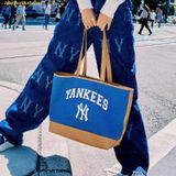  Túi Tote MLB Varsity Canvas Shopper Bag New York Yankees Indigo 3AORL103N-50INS 