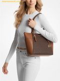  Túi Tote Michael Kors Charlotte Large Logo and Leather Top-Zip Tote Bag 35T0GCFT3B Nâu Logo 
