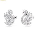  Bông Tai , Khuyên Tai Swarovski Swan stud earrings Swan, White, Rhodium plated 5647873 
