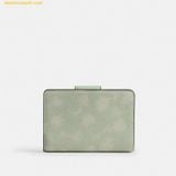  Ví Gập Coach Medium Corner Zip Wallet With Floral Print Pale Green CEC30 