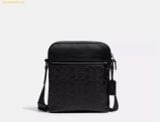  Túi Đeo Chéo Nam Coach Houston Flight Bag In Signature Leather 4009 Đen Logo Nỗi 
