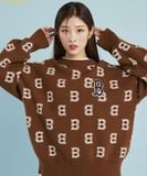  Áo Sweater Len MLB Classic Monogram Overfit Sweater Pullover B (D.Brown) 3AKPM0126-43BRD Nâu 