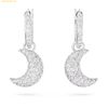  Bông Tai, Khuyên Tai Swarovski Luna drop earrings Moon, White, Rhodium plated 5666157 