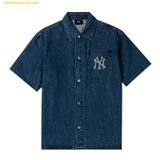  Áo Sơ Mi MLB men and women couple denim shirt fashion casual big logo jacket 3ADRB0743-50INS 