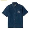 Áo Sơ Mi MLB men and women couple denim shirt fashion casual big logo jacket 3ADRB0743-50INS