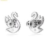  Bông Tai , Khuyên Tai Swarovski Swan stud earrings Swan, White, Rhodium plated 5647873 