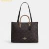 Túi Tote Coach Maggie Tote Bag In Blocked Signature Canvas Walnut CY677