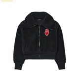  Áo Khoác Lông MLB Women's Heart Crop Fleece Jumper NY (Black) 3FFDH0126-50BKS 
