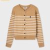  Áo Cardigan WHOAU Steve R-neck Cardigan Màu Nâu Kẽ Ngang WHCKF4913F 