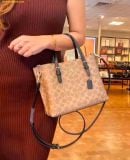  Túi Tote Coach Mollie Tote Bag 25 In Signature Canvas CV965 Nâu Logo 