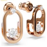 Bông Tai, Khuyên Tai Swarovski Round cut, Oval shape, White, 18k rose gold finish 5468118 