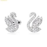  Bông Tai , Khuyên Tai Swarovski Swan stud earrings Swan, White, Rhodium plated 5647873 