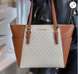  Túi Tote Michael Kors Charlotte Large Logo and Leather Top-Zip Tote Bag 35T0GCFT3B Trắng Logo 