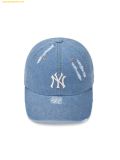  Mũ Lưỡi Trai MLB Damaged Washed Denim Unstructured Ball Cap NY (L.Blue) 3ACPVD34N-50BLL 
