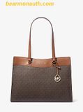  Túi Tote Michael Kors Jet Set Travel Large Signature Logo Pocket Tote Bag Brown 