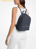 Balo Michael Kors Rhea Medium Signature Logo Backpack Xanh Navy Logo 35S5SRAB2B 