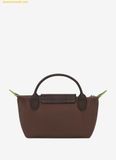  Túi Xách Longchamp Le Pliage Green Pouch with Handle Size Mini Mocha 
