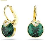  Bông Tai, Khuyên Tai Swarovski Bella V drop earrings Round cut, Green, 18K gold finish 5735389 