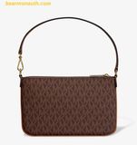  Túi Đeo Vai Michael Kors Jet Set Small Signature Logo Convertible Wristlet 35T4GTVW5V Nâu Logo 