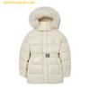 Áo Khoác Phao MLB Glossy Long Puffer Coat With Faux Fur Hood And Belt NY 3FDJB0326-50CRS Trắng