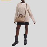  Túi Xách Coach Georgia Satchel bag in signature canvas CW422 Nâu Logo 