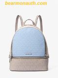  Balo Michael Kors Rhea Medium Color-Block Signature Logo Backpack Xanh Phối Xám Logo 35S5SRAB6V 