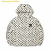  Áo Khoác Phao MLB Monogram New York Yankees 3ADJM0326-50CRS Trắng Kem 