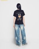  Áo Phông ADLV Rabbit Bear Doll Logo Short Sleeve T-Shirt Đen 