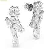  Bông Tai, Khuyên Tai Swarovski Matrix drop earrings Mixed cuts, White, Rhodium plated 5700418 