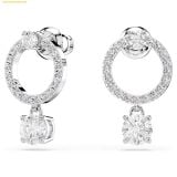  Bông Tai, Khuyên Tai Swarovski Constella hoop earrings Round cut, White, Rhodium plated 5563278 