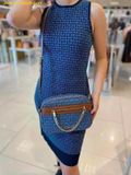  Túi Đeo Chéo Michael Kors Jet Set Large Zip Logo Crossbody Bag Blue Brown 