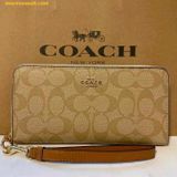  Ví Dài Coach Long Zip Around Wallet In Signature Canvas Light Khaki C4452 