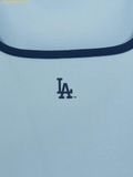 Áo Ôm MLB Women's Basic Square Neck Slim Fit Short Sleeve T-shirt LA Dodgers Mg.Blue 