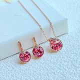  Dây Chuyền, Vòng Cổ Swarovski Bella V pendant Round cut, Pink, Rose gold-tone plated 5662088 