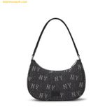  Túi Đeo Vai MLB Monogram Denim Hobo Bag New York Yankees - Đen 3ABQS224N-50NYD 