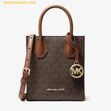  Túi Đeo Chéo Michael Kors Mercer Extra-Small Pebbled Leather Crossbody Bag 35T1GM9C0I Nâu Logo 