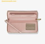  Ví Dài Michael Kors Jet Set Travel Large Signature Logo Continental Wristlet 35R4GTVT3V Powder Blush 