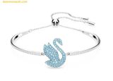  Vòng Tay, Lắc Tay Swarovski Iconic Swan Bangle Swan, Blue, Rhodium plated 5660595 