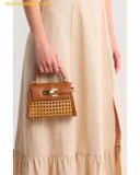  Túi Xách JW PEI Elise Faux Bamboo Woven Top Handle Bag - Brown 