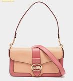  Túi Đeo Chéo Coach Peach Coral Pink Leather Colorblock Georgie Shoulder Bag C8607 